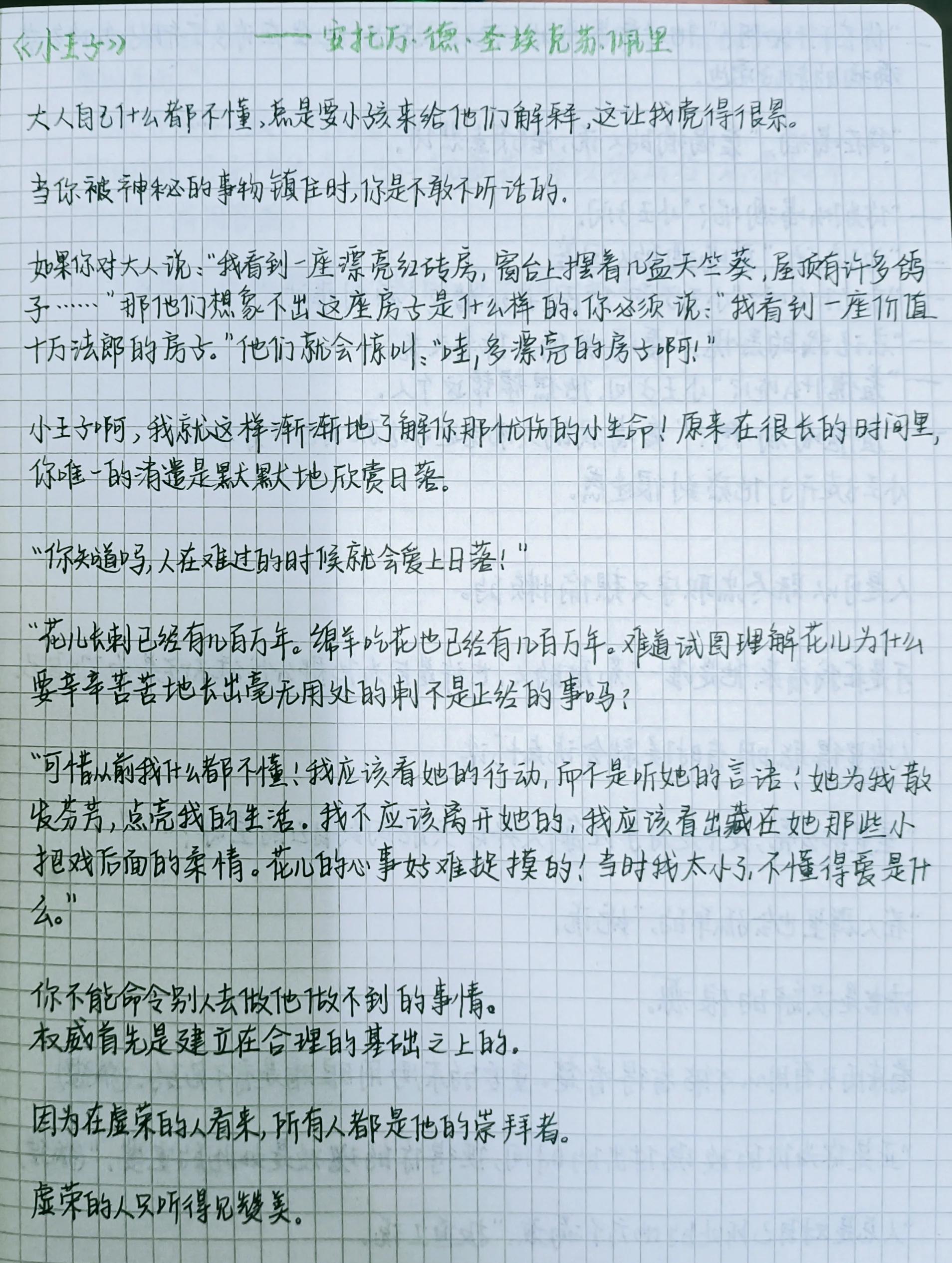 小王子好词好句摘抄英语带翻译