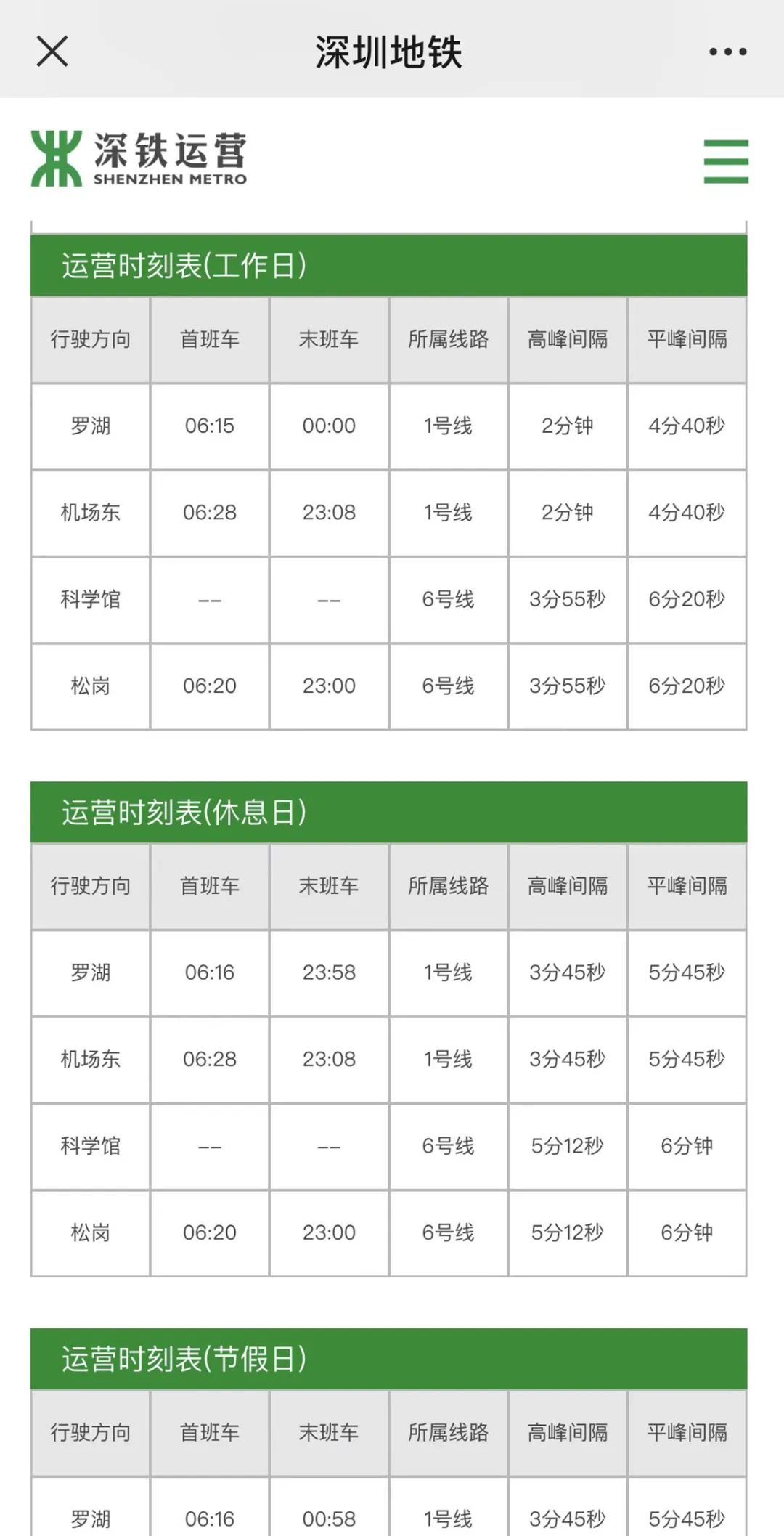 深圳地铁的末班车是几点钟